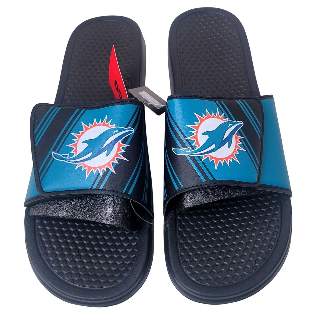 Miami Dolphins NFL Football‎ Mens Slide Sandals Sz XL 13 - 14  Blue  - NWT FOCO